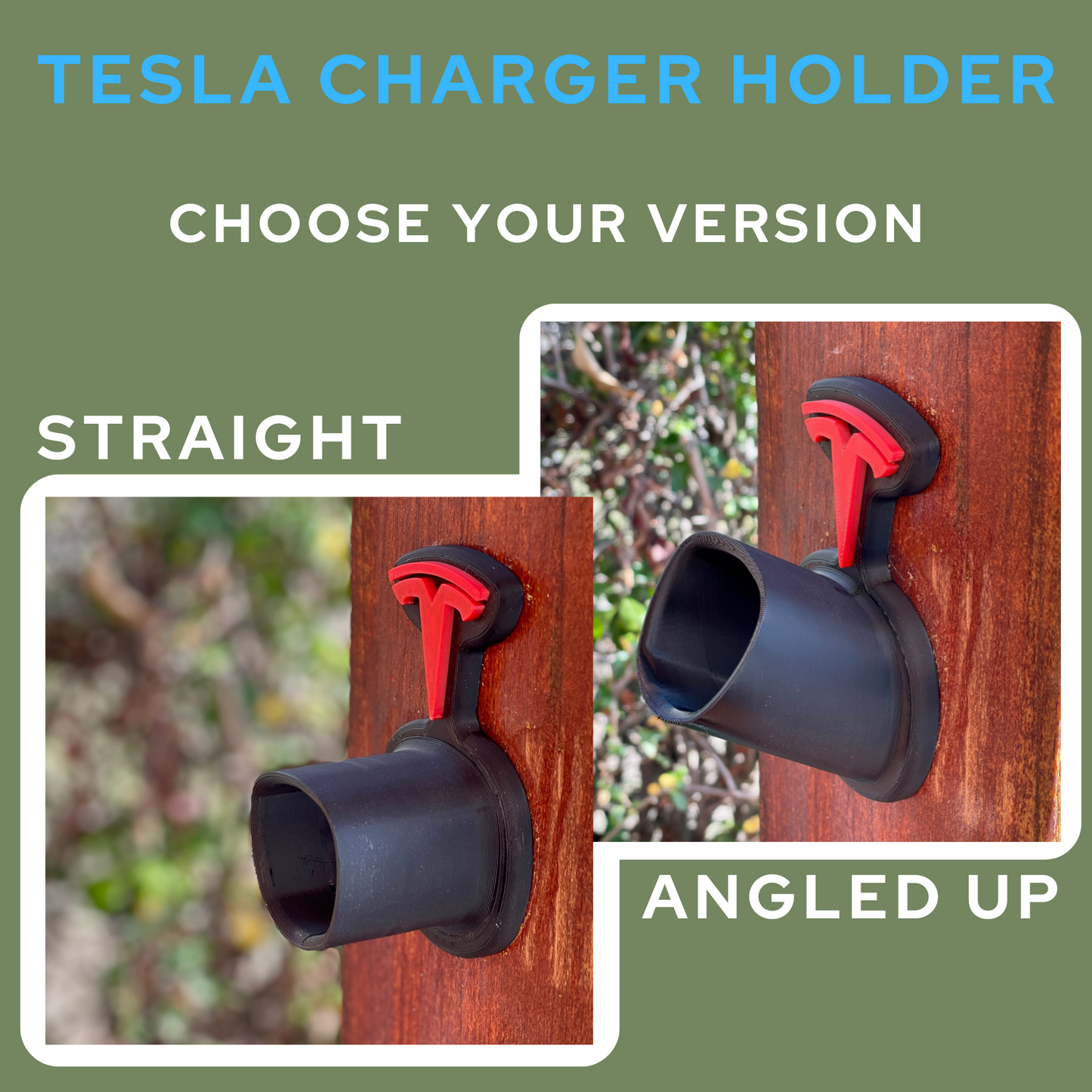 Tesla Charging Plug Holder / Dock with 3D Tesla Logo